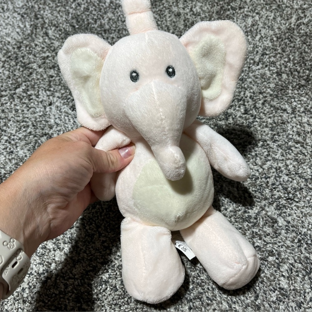 Elephant Kellybaby 10” Cuddle Pink Baby Pram Toy Crinkle Ears & Rattle